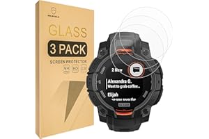 Mr.Shield Ochraniacz Ekranu do Garmin Instinct 3 45mm (AMOLED/Solar) [3 Sztuki] Film Szkło Hartowane 9H, Odporny na Zarysowania, HD Przejaśniać