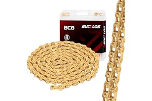 AEYINO 6/7/8 Speed Bike Chain,Bicycle Chain for Road Bike/E-Bike/Mountain/MTB 1/2 x 11/128 Inch 116 Links with Quick Link,Compatible with SHIMANO/SRAM/CAMPAGNOLO/KMC,Gold