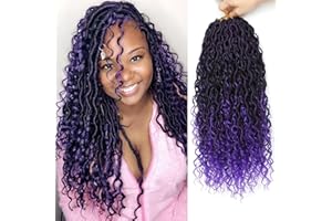 FIRSTCYH HAIR Goddess Locs Crochet Hair For Black Women 10 Inch 8 Packs Faux Locs Crochet Hair Boho Locs Crochet Hair Pre Looped Crochet Locs River Locs With Curly Ends (1B/Purple#)