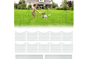 Jopassy Clôture de bassin, clôture en métal, clôture de jardin avec 10 éléments de clôture et 12 barres de fixation, bec pour chiot, enclos extérieurs, arc inférieur