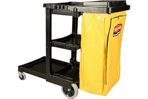 Rubbermaid Commercial Products 1805985, Cleaning Cart Janitor Cart (2 fixed casters / 2 swivel wheels) - Black