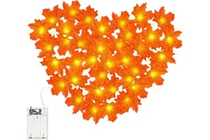 Dalugo Foglie di Acero Luci, 3M 20 LED Foglie Autunnali Luci per Addobbi autunnali Halloween Decorazioni