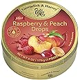 Pack of 3 Cavendish & Harvey Raspberry & Peach Filled Drops in Tin – Premium Fruit Flavoured Travel Sweets with Real Fruit Juice, Hard-Boiled Candy Confectionery – Each H4 x 9.7cm Dia, 175g