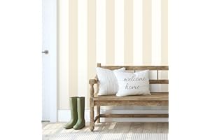 GAULAN 500680247 - Carta da Parati vinilica Lavabile a Righe Larghe Beige e Bianche con Texture in Rilievo per pareti Stanza Soggiorno Cucina Bagno Camera - Campione DIN A4