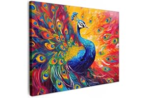 MuchoWow© Quadro Su Tela 40x30 cm Grandi Dimensioni Quadri Moderni Soggiorno Stampa Di Foto Decorazione Camera Letto Da Parete Con Cornice DipintiPavone - Arte - Pittura - Piume di pavone