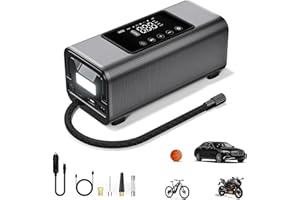 SUNPOW Compresor Aire Portatil, Inflador Ruedas Coche Portatil de 150 PSI DC de 12 V, Cilindro Doble de Metal, Pantalla Táctil LCD, Adecuado para Camionetas, SUV, Automóviles