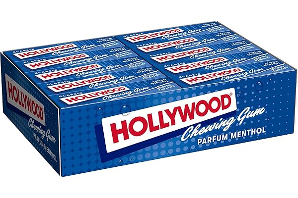 Hollywood Chewing Gum Classic - Parfum Menthol - Arômes Naturels - Lot de 20 paquets de 11 tablettes (31 g)