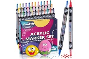 ‎TEVILIK TEVILIK 36 Acrylstifte für Steine Wasserfest mit 1-5mm Doppelspitze, Acrylmarker Permanent Marker Stifte Bemalen für Glas Holz Keramik Leinwand Papier Zeichnen - Basteln Ostern,Ostergeschenke Kinder