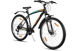‎HH HILAND Hiland Mountainbike 26/27,5 Zoll, 18 Gang Herren und Damen MTB mit Doppelte Scheibenbremsen, 26 Zoll Mountainbike für Erwachsene mit Federgabel, MTB für Männer und Frauen, Orange/Gelb