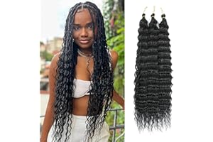Herkeymidy Sea Wave crochet Hair 3 pack 22 pouces Deep Wave Wave cheveux tressés crochet tresses synthétiques cheveux noirs femmes (1B)