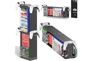 Kytok Spiele Aufbewahrung Game Storage Tower mit Controller Ständer, Spiele Organizer Wandhalterung für Nintendo Switch 2/ PS5/ PS4/ Xbox, Gaming Shelf für 20 Spiel Discs, Gaming Zubehör 2 T
