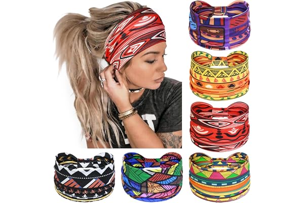 PROPOG Breda pannband för kvinnor, pannband för kvinnors hår elastisk turban pannband boho huvudsjal yoga hårband afrikanska hårtillbehör