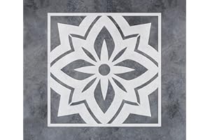 G GSS DESIGNS GSS Designs Reusable Flower Tile Stencils 12x12Inch DIY Flower Wall Stencils Template for Floor Stencils for Painting Cement Furniture Bathroom Floor Patio and More