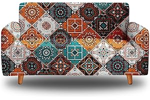 HOSIMA Copridivano 3 Posto, Fodera per Divano Retrò con Corda Fissa, Copridivano Elasticizzato Universale in Stile Indiano