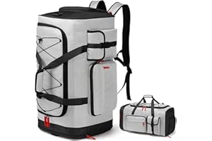 TAIHOYIN Bolsa Deporte Hombre Grande Con Correas De Mochila 70L Impermeable Bolsa De Viaje Mujer Con Compartimento Para Zapatos Para Deportivo Boxeo Gimnasio, Gris