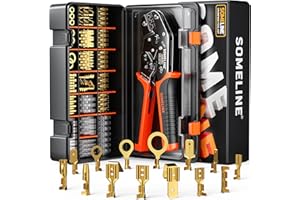 SOMELINE Set di Connettori Elettrici, 14 Tipi [0,25-2,5mm²] Faston Connettori, Faston Elettrici, Pinza Capicorda, Pinza Crimpatrice, Pinza Crimpatrice Capicorda, Capicorda Elettrici a Crimpare