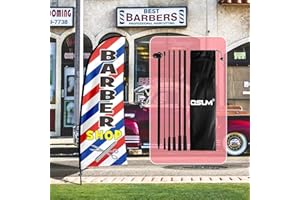 QSUM Barber Swooper Flag Kit | Bandera de Publicidad de Corte de Pelo - Cartelera para Tienda de Barbería, Estandarte de Peluqueria