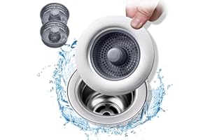 SHFYFHS Évier de cuisine Passoire, Aide d'Évier 3 en 1 en Acier Inoxydable, Vidange d'Évier Crépine, Bouchon d'Évier Inoxydable, Bonde d'évier pop-up en acier , Avec 2 paniers,Pour évier de cuisine (76-81mm)