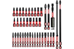 Geinxurn 41tlg. Schlagfester Schrauber Bit Set (PH-, TX-, PZ-, SL-, Hex-), 1/4 zoll Sechskantschaft S2 Legierter Stahl Bitsatz mit 75mm Magnetische Bit-Halter