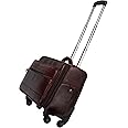 HYATT Leather Accessories 55Cm Leather Hard-Sided Spinner Laptop Suitcase Bag With 4 Wheels (Brown, 46 Liters)