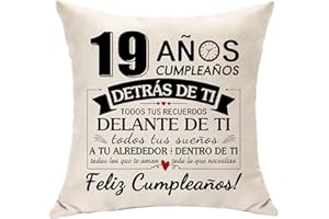 Hasodeo Regalos de 19º Cumpleaños para Adolescente Chicas y Chicos 19 Cumpleaños Decoración Funda de Cojín Regalo para 19 Años Hija Hijo Sobrina Sobrino Primo Amigo Regalos Recuerdo 45 X 45 (19 años)