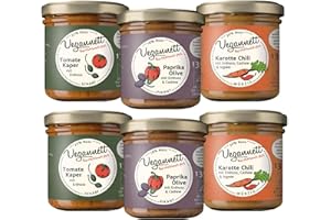 VEGANNETT Bio Brotaufstrich mit Cashew & Erdnuss (Feinkost) 6 x 135 g | Handwerklich hergestellter Aufstrich mit regionalem Gemüse und exotischen Gewürzen | Herzhaft, vegan & ohne Zusatzstoffe