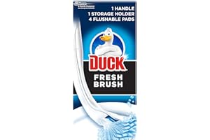 SC JOHNSON Duck Fresh Brush with Holder, Toilet Bowl Cleaner Starter Kit, 1 Handle + 4 Refills