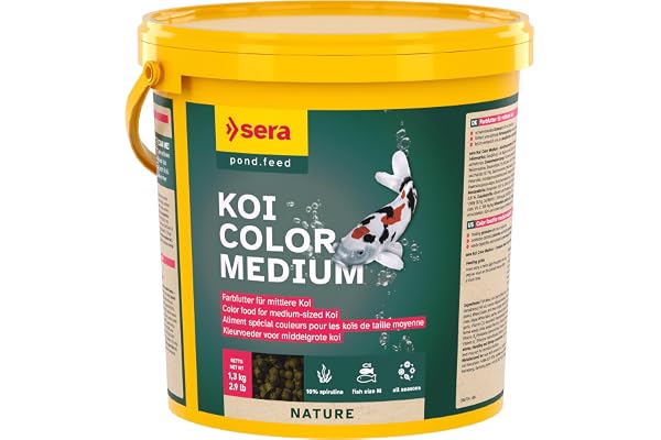 sera Koi Color Medium 3,8 L (1,3 kg) | Aliment spécial Couleurs Naturel, pour des koïs de 12 à 25 cm aux Couleurs éclatantes | granulés flottants 3.800 ML 1.300 g