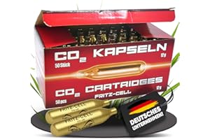 ‎NEMT Fritz-Cell CO₂-Kapseln 12g – 50 Stück – für Airsoft, Softair und Luftgewehre – sauber versiegelt, konstante Leistung, rückstandsfrei, korrosionsgeschützt, 12g-System kompatibel