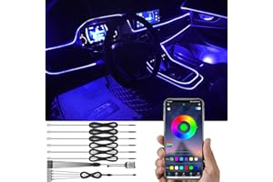 TABEN Voiture lumière ambiante APP contrôle lumière décorative Lampe Bricolage Refit Flexible Fibre Optique Tuyau 64 Couleurs intérieur Plancher éclairage atmosphère lumière 1W DC 12V 8m