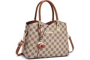 FOLOVEYA Donna Borsa a Mano Elegante Borsa a Spalla Grande Capacità Antifurto Moda Borsa a Tracolla per Lavoro Viaggio Shopping Casual Con Tasche Multiple in PU Pelle Cachi Arancione