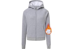 MoFiz Donna Sport Felpa con Cappuccio Fitness Jogging Yoga Outdoor Felpa Tinta Unita Giacca Corta con Fori per i Pollici