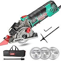 Mini Kreissäge, HYCHIKA Handkreissäge mit 3 Sägeblättern, Laserführung, Skalenlineal, 500W Motor aus reinem Kupfer…