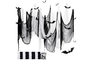 Confezione da 5 panni raccapriccianti neri in tessuto per decorazione di casa, feste di Halloween, porte e esterni (nero, taglia unica