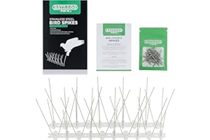Satargo Bird Spikes Stainless Steel Pigeon Spikes Bird Deterrent for Roofs and Windows, Fence Spikes for Anti Crows, Seagulls and Small Birds Repellent 5m