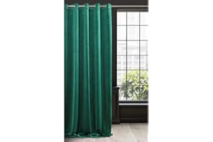 Eurofirany Ria Cortina Opaca Terciopelo con Ojales - 1 Unidad, Panel, Suave, Clásico, Elegante, Salón, Dormitorio, Gruesa 290 g/m², 140x250 cm, Verde Oscuro