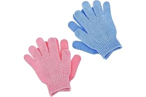 ZHIHUITL Guanti esfolianti, 2 paio guanti per doccia,Guanti Da Bagno Esfolianti,guanto esfoliante corpo,per doccia, spa, massaggi e rimozione delle cellule morte(Blu + rosa)