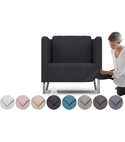 Housse De Fauteuil Extensible EKERO - Velours Gris, Polyester élasthanne, Lavable, Pour Chaise Club - 3