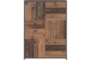 ‎FORTE Forte Best Chest Kommode mit 6 Türen, Holzwerkstoff, Old-Wood Vintage kombiniert mit Betonoptik, 77,2 cm x 112,7 cm x 29,6 cm