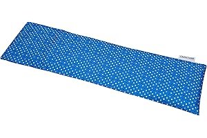 CARREDANA Saco térmico cervical de semillas de trigo con funda lavable 50x16cm (motitas azul)
