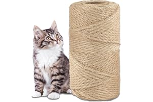 GIAPINST Corda in Sisal Naturale per Tiragraffi, Corda di Canapa, Spago in Iuta, per Alberi di Gatto, Gatto Graffiare Pad, Imballaggio, Decorazione, Giardinaggio, Artigianato Artistico (6mm, 50m)