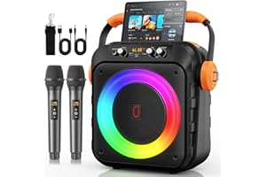 HWWR Karaoke Machine with 2 Microphones, Bluetooth Karaoke Machine with 6.5" Subwoofer, Portable Karaoke Machine for Adults with PA System, Karaoke Microphone & DJ Lights for Home Party