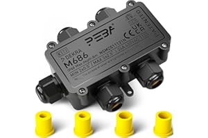 PEBA® Scatola di Giunzione Impermeabile IP68,Scatole di derivazione impermeabili,Scatole derivazione esterne - Scatola di connessione elettrica a 5 vie per cavi da Ø4-12mm,Connettori cavi impermeabili