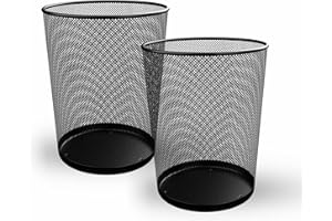 Storite Poubelle ronde en métal 10 L pour salle de bain, poubelle en papier maille noire, poubelle de bureau, poubelle de cuisine, idéale pour le bureau, le salon, la chambre, la maison et la cuisine