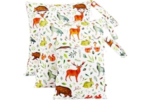 Lvefyti 3 Stück Wetbag Kindergarten Groß Windeltasche wasserdichte Baby Stoffwindeln Nasstasche Wet Bag Wickeltasche Wiederverwendbare Nassbeutel mit Reißverschluss für Baby Reisen Unterwegs