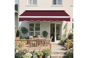 Green Bay 2 x 1.5m Manual Awning Garden Patio Canopy Sun Shade Shelter Retractable Wine Red