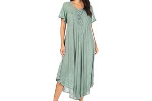 Sakkas Egan Robe Caftan Robe de Plage Longue Brodée avec Mancherons Brodés