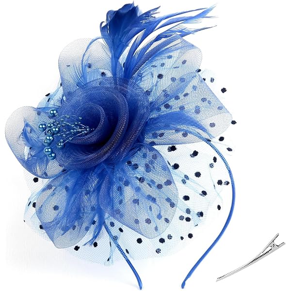 Produktbild von DRESHOW Blume Mit Einzelnem Pfeil Feder Fascinators Hut Stirnband Und Eine Gegabelte Clip Braut Kopfbedeckung Derby Fascinator Pillbox Hut Kopfschmuck