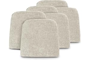 MANEMI Pack 6 Cojines para Silla 42x40x36x4cm - Cojín Decorativo de Chenilla de tejido liso para Silla, Sofá o Comedor - Juego de Cojines de Asiento con Cintas de Sujeción,Fabricado en España,100% poliester
