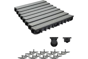 Caniveau de drainage pour système modulaire A15 98 mm . Grille plastique .Dimensions:long100 cm,larg13 cm,prof9,8 cm.Couleur gris.Ensemble 8 metre.